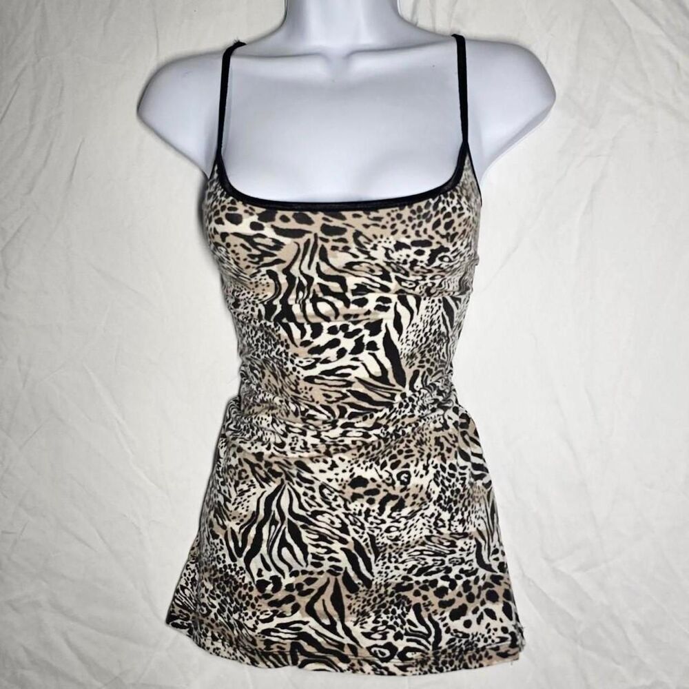 Vintage y2k animal print mcbling form fit tank top